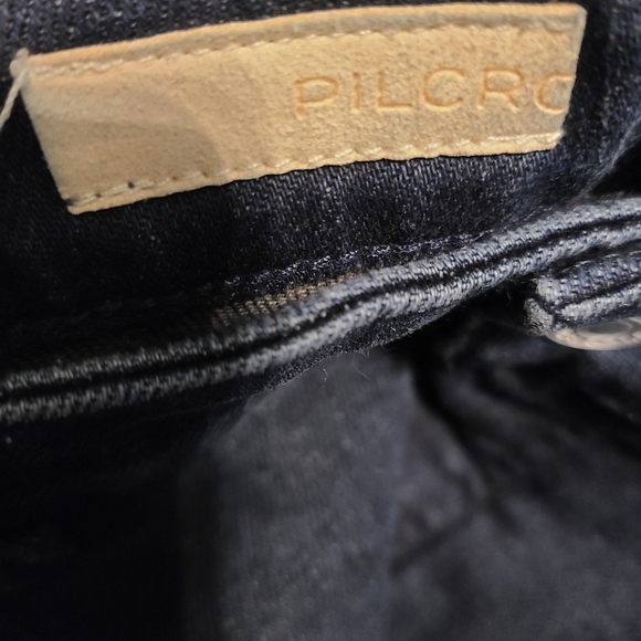 Anthro Pilcro High Rise Flare Dark Wash Jeans - Picture 7 of 8